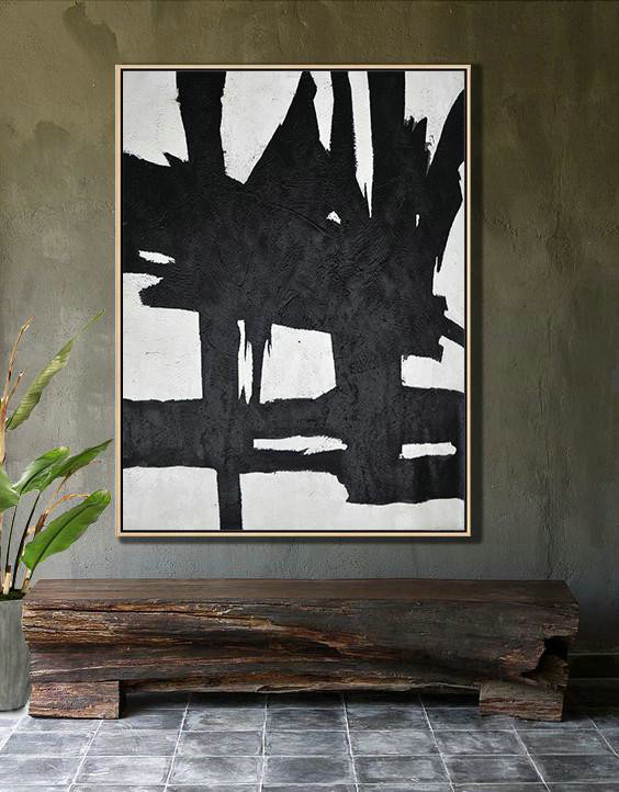 Extra Large Canvas Art,Black And White Minimal Painting On Canvas - Wall Art Ideas For Living Room